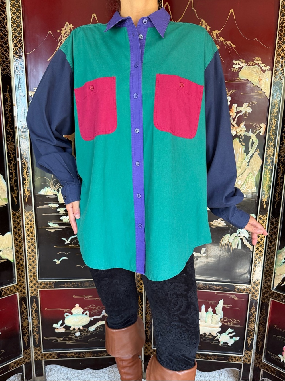 Vintage 80s colorblock shirt